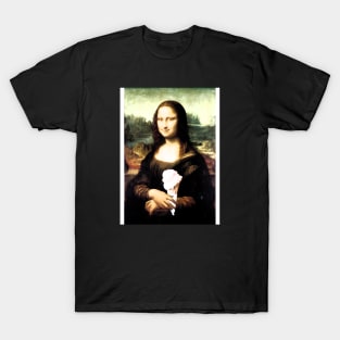 Smiling Mona Lisa With Ice Cream, Mona Lice T-Shirt